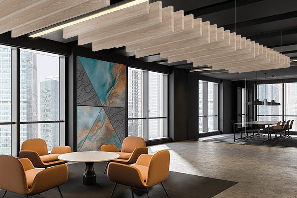 Exposure acoustical wood beams