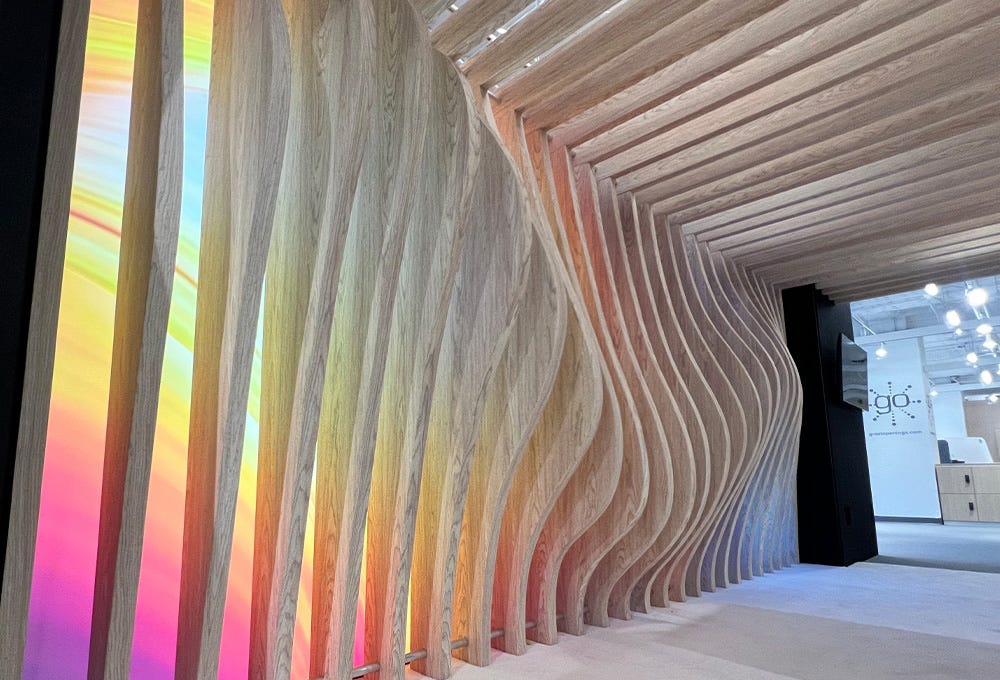 Parametric acoustic beams printed with wood grain texture