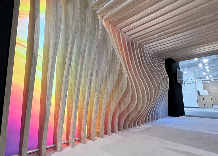 Parametric acoustic beams printed with wood grain texture