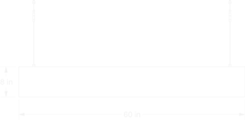 Exposure Beam 60&rdquo; front view line drawing