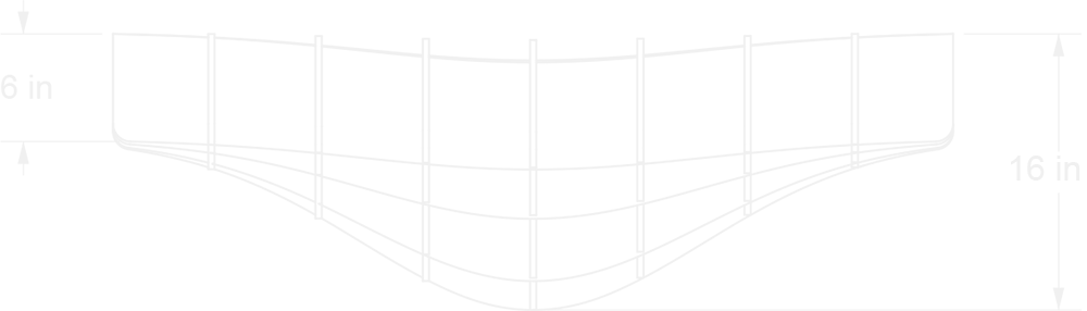 Hatch Square Drop front view line drawing