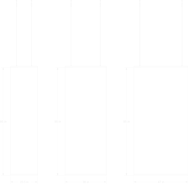 Define hanging partition front view line drawing